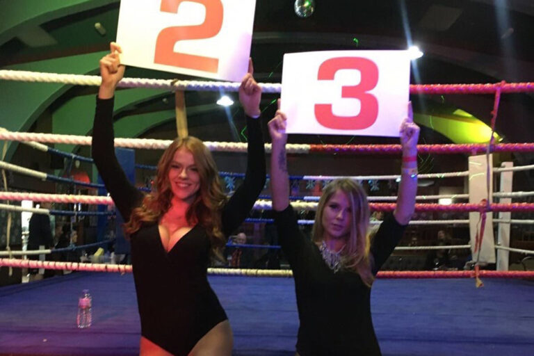 Ring Girls With White Collar Boxing In East Ham On 2nd December 2016