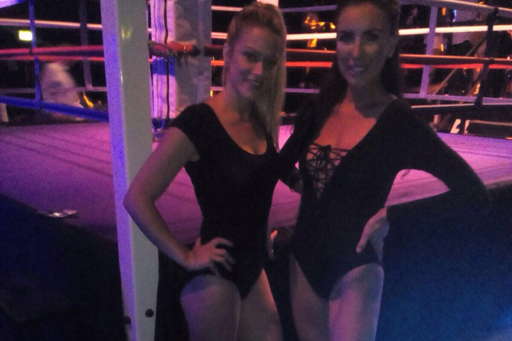 Ring Girls With Beats And Boxing For Their White Collar Boxing In Brixton On 24th June 2016 01